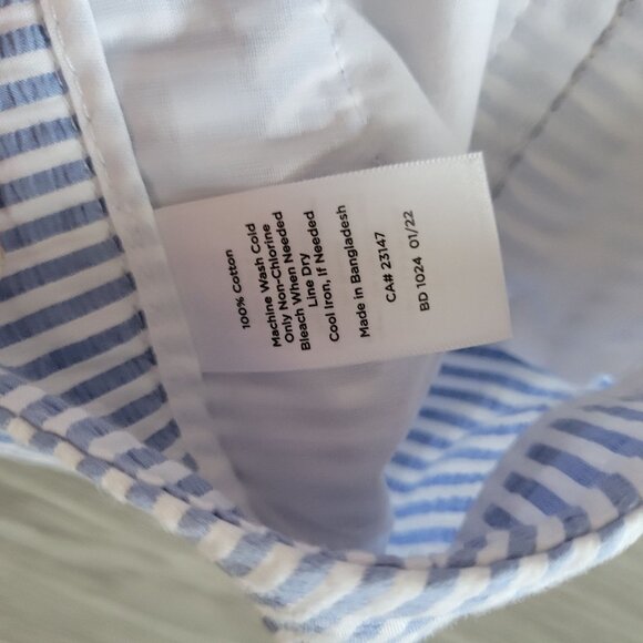 Talbots Womens Blue & White Striped Cropped Pants W/Button Hem Size 12 Petite 1 - Picture 5 of 5